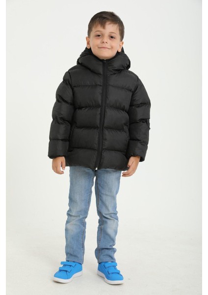 Erkek Çocuk Polarlı Kapüşonlu Su Geçirmez Rüzgara Dayanıklı Cepli Şişme Kışlık Mont fiyatları