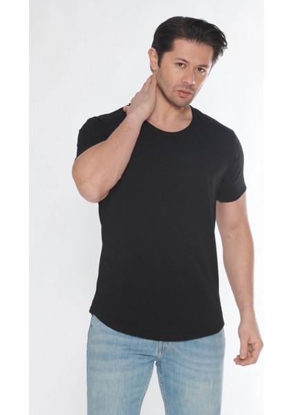 Erkek Geniş Yaka %100 Pamuk Salaş T-Shirt
