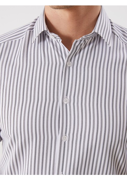 Yeni Sezon Slim Fit Kisa Kollu Cizgili Erkek Gomlek - S5RC10Z8 modelleri