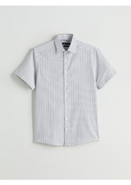 Yeni Sezon Slim Fit Kisa Kollu Cizgili Erkek Gomlek - S5RC10Z8 indirimleri