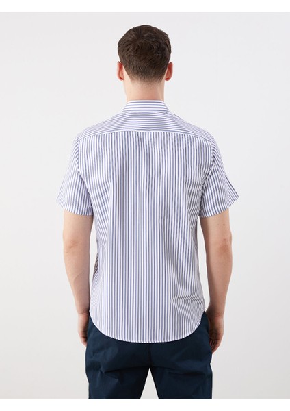 Yeni Sezon Slim Fit Kisa Kollu Cizgili Erkek Gomlek - S5RC10Z8 fırsatları
