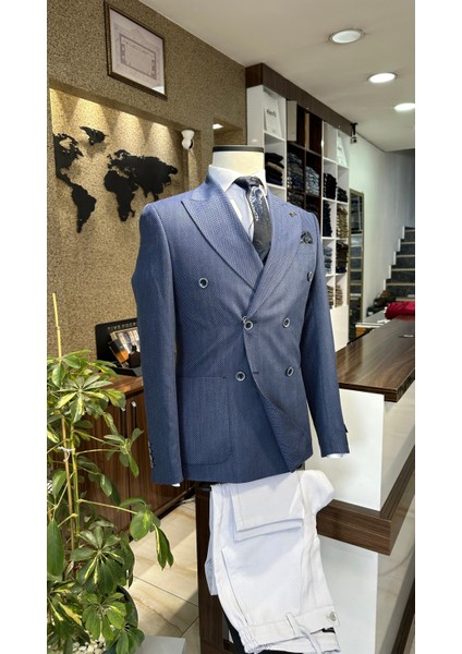 Lacivert Kruvaze Slim Fit Erkek Ceket (Astarsız) fiyatları