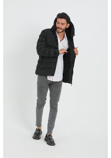 Spor Erkek Kapüşonlu Polarlı Kürklü Su Geçirmez Rüzgara Dayanıklı Şişme Mont Parka modelleri