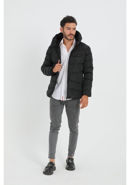 Spor Erkek Kapüşonlu Polarlı Kürklü Su Geçirmez Rüzgara Dayanıklı Şişme Mont Parka indirimleri