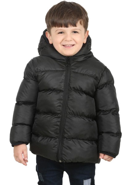 Erkek Çocuk Polarlı Kapüşonlu Su Geçirmez Rüzgara Dayanıklı Şişme Kışlık Mont & Kaban