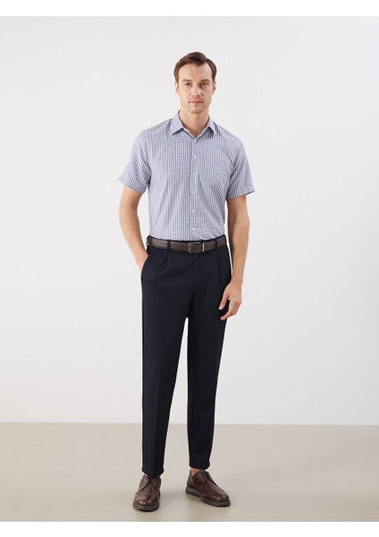 Yeni Sezon Regular Fit Kisa Kollu Ekose Gabardin Erkek Gomlek - S5RD20Z8