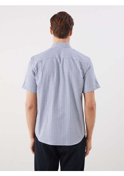 Yeni Sezon Regular Fit Kisa Kollu Ekose Gabardin Erkek Gomlek - S5RD20Z8