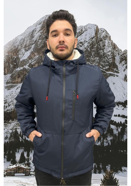 Erkek Kürklü Su ve Rüzgar Geçirmez Kapüşonlu Kışlık Mont & Kaban & Parka