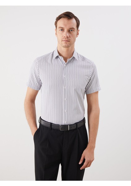 Yeni Sezon Slim Fit Kisa Kollu Cizgili Erkek Gomlek - S5RC10Z8