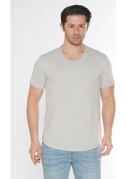 Erkek Geniş Yaka %100 Pamuk Salaş T-Shirt