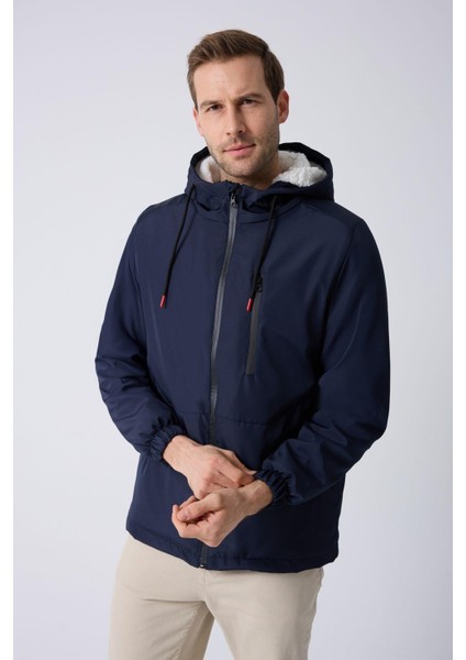 Spor Erkek Taba Kürklü Su ve Rüzgar Geçirmez Kapüşonlu Mont Parka