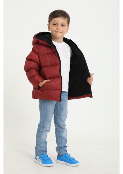 Erkek Çocuk Polarlı Kapüşonlu Su Geçirmez Rüzgara Dayanıklı Cepli Şişme Kışlık Mont fiyatları