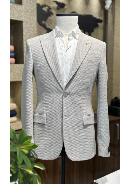 Dokulu Erkek Tek Ceket Taş