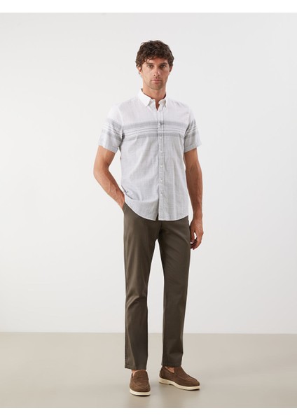 Yeni Sezon Regular Fit Kisa Kollu Cizgili Poplin Erkek Gomlek - S5QY27Z8