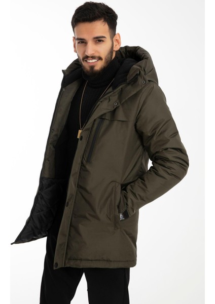 Erkek Kapüşonlu Kış Montu Polarlı Su ve Rüzgar Geçirmez Modern Regular Kesim fiyatları