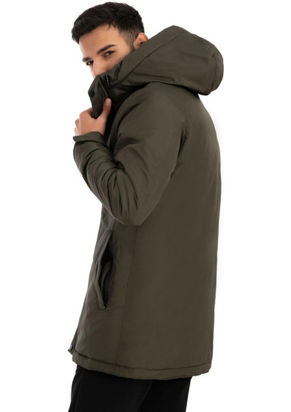 Erkek Kapüşonlu Kış Montu Polarlı Su ve Rüzgar Geçirmez Modern Regular Kesim modelleri