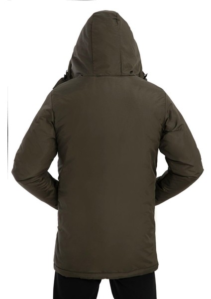 Erkek Kapüşonlu Kış Montu Polarlı Su ve Rüzgar Geçirmez Modern Regular Kesim fırsatları