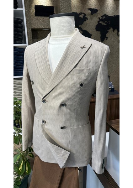 Bej Kruvaze Slim Fit Erkek Ceket (Astarsız) modelleri