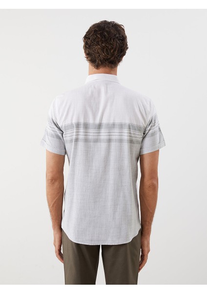 Yeni Sezon Regular Fit Kisa Kollu Cizgili Poplin Erkek Gomlek - S5QY27Z8 fırsatları