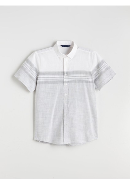 Yeni Sezon Regular Fit Kisa Kollu Cizgili Poplin Erkek Gomlek - S5QY27Z8 indirimleri