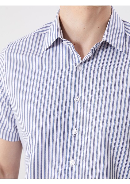 Yeni Sezon Slim Fit Kisa Kollu Cizgili Erkek Gomlek - S5RC10Z8 modelleri