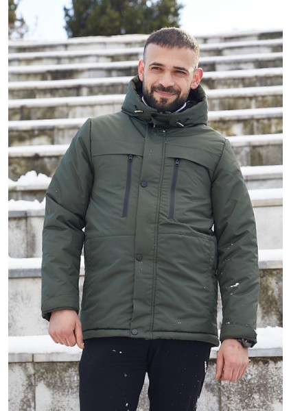 Spor Erkek Polarlı Kürklü Su ve Rüzgar Geçirmez Kapüşonlu Mont Parka fiyatları