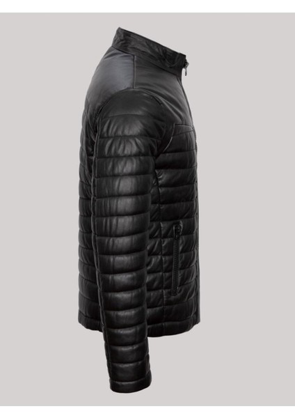 Hakiki Deri Siyah Erkek Deri Mont Şişme Deri Ceket modelleri