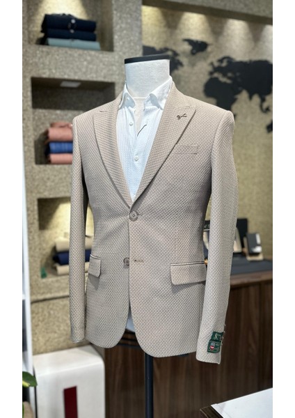 Dokulu Erkek Tek Ceket Bej fiyatları