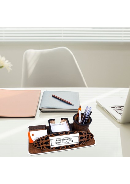 Kişiye Özel Isimli Ahşap Masa Üstü Isimlik | Kalemlik ve Kartvizitlikli fiyatları