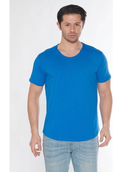 Erkek Geniş Yaka %100 Pamuk Salaş T-Shirt