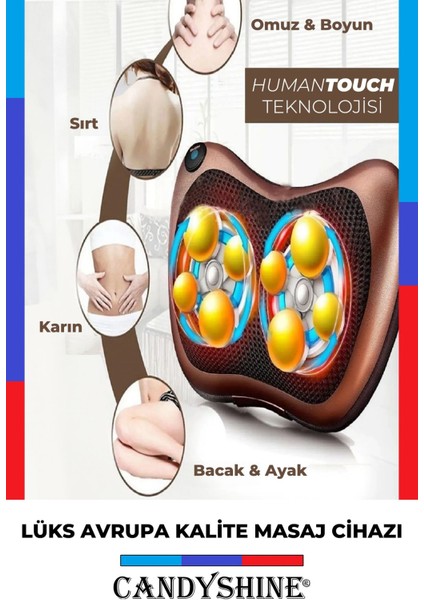 Çift Motorlu 8 Toplu Masaj Aleti, Isıtmalı, Ovmalı, Yoğurmalı, Boyun, Bel, Sırt, Ayak