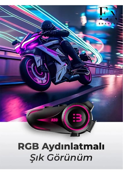 A50 Motosiklet Kask Kulaklık Bluetooth Intercom Rgb Işıklı Motorsiklet Yeni Nesil Kulaklık fiyatları