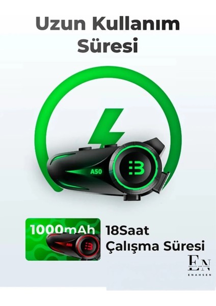 A50 Motosiklet Kask Kulaklık Bluetooth Intercom Rgb Işıklı Motorsiklet Yeni Nesil Kulaklık fırsatları