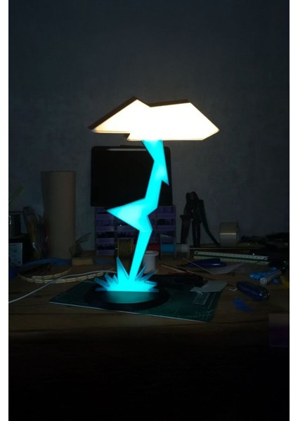 Renkli Yıldırım Desenli Gece Lambası, Şık ve Sıcak Atmosfer Yaratır