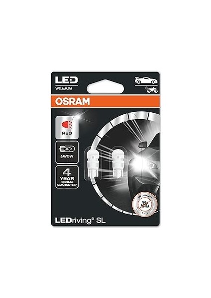 T10 Ledriving Sl 12V W5W Kırmızı Işık (Takım -2 Adet)