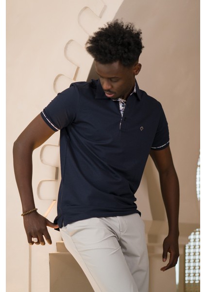 Regular Fit Yaka Garnili Pamuklu Polo Yaka T-Shirt