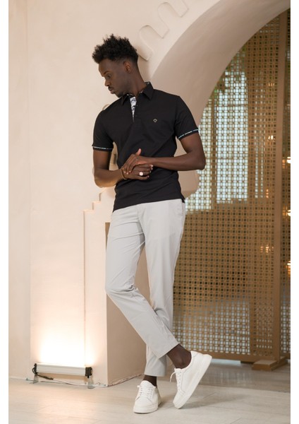 Regular Fit Yaka Garnili Pamuklu Polo Yaka T-Shirt