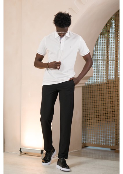 Regular Fit Yaka Garnili Pamuklu Polo Yaka T-Shirt