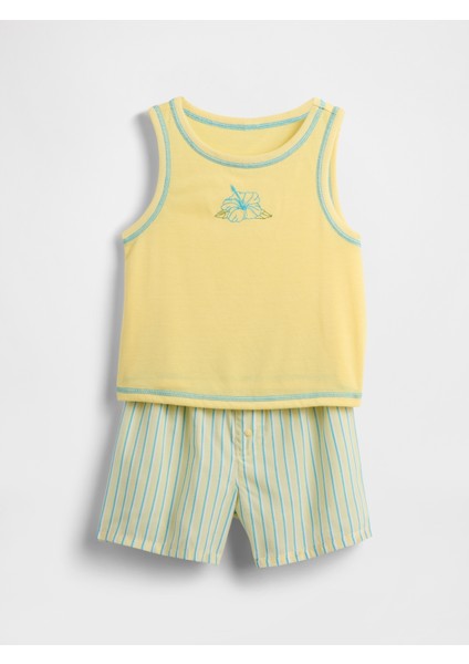 Kız Çocuk Sarı Çocuk Geri Dönüştürülmüş Pijama Altı Takımı