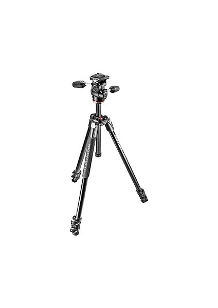 Manfrotto 290 Xtra 3 Bölmeli Alüminyum Tripod 804 3 Yönlü Pan ve Tilt Başlığı ile