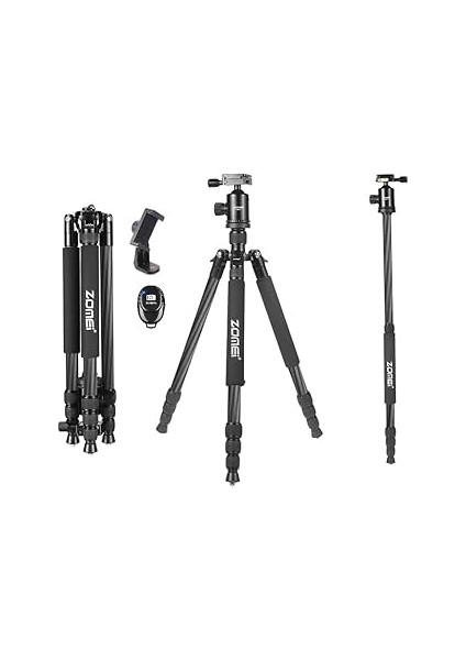 Zomei Z818C Profesyonel Taşınabilir Karbon Fiber Dijital Kamera ve Kamera Tripod Monopod