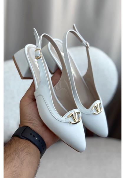 Kadın Jamal Tokalı Kısa Ayakkabı - Beyaz-Deri