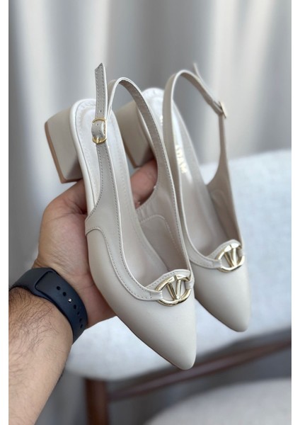 Kadın Jamal Tokalı Kısa Ayakkabı - Ten Deri