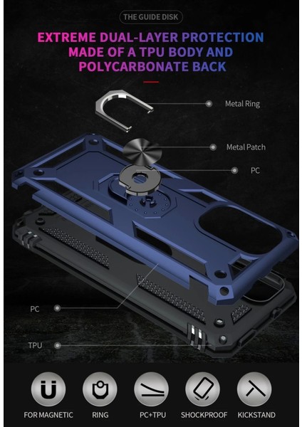 Newface Xiaomi Poco F3 Kılıf Sofya Yüzüklü Silikon Kapak - Lacivert indirimleri