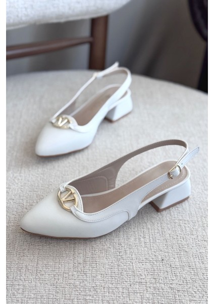 Kadın Jamal Tokalı Kısa Ayakkabı - Beyaz-Deri modelleri