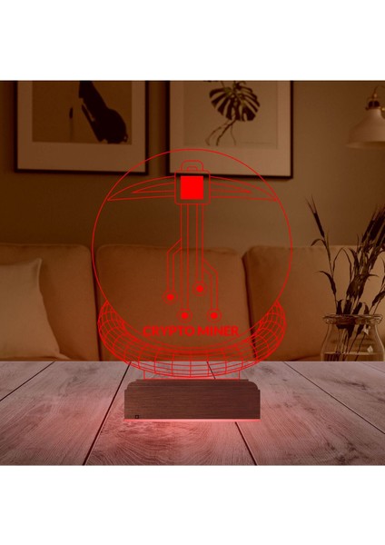 Çok Renkli 3D Gece Lambası, Kripto Madenci Teması, Masa Dekorasyonu