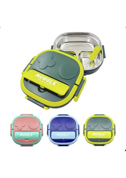 Muggle 500 ml Paslanmaz Çelik Yemek Kabı 3 Bölmeli Beslenme Kabı Lunch Box Yemek Termosu Sefer Tası fiyatları