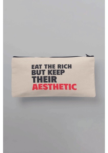 Keep Their Aesthetic Baskılı Bez Makyaj Çantası Kalemlik Cüzdan