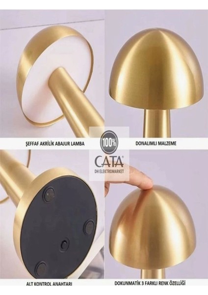 Şarjlı Antik Masa Lambası, Sarı, Modern ve Şık Tasarım, Ev ve Ofis Kullanımı