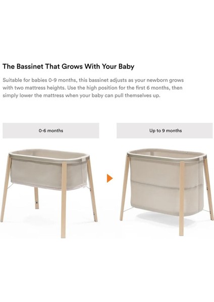 Snoozi Bassinet Sandy Beige, Ayarlanabilir Yükseklikli Nefes Alabilir Beşik modelleri